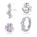 wholesale 925 Sterling Silver Pink Enamel Paw Print Huggie Hoop Earrings for Women and Girls - Small Animal Lover Gift Set-0-2