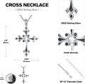 wholesale 925 Sterling Silver Cubic Zirconia Cut Black Crystal Rhinestone Religious Cross Charm Pendant Chain Necklaces  For Her Mother's Day Present 24 Length-0-3