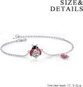 wholesale 925 Sterling Silver Red Enamel Flower and Ladybug Charm Bracelet for Women-0-2