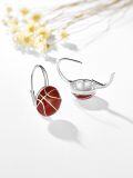 wholesale 925 Sterling Silver Basketball Shape Sporty Leverback Drop Earrings for Women-0-1