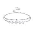 wholesale 925 Sterling Silver Platinum Plated Double Layer Daisy Flower Bead Chain Bracelet For Women-0-0