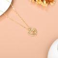 wholesale 14K Gold Diamond Double Heart Pendant Necklaces Gifts for Women-0-2