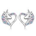 wholesale 925 Sterling Silver Penguin Heart Moonstone Stud Earrings for Women Girls Gift Idea-0-1