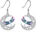 wholesale 925 Sterling Silver Moon & Dragonfly Drop Earrings for Women Girls Gifts Jewelry Accessories-0-0