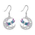 wholesale 925 Sterling Silver Earring Wholesale With Colorful Dragonfly And Moon Design-0-0