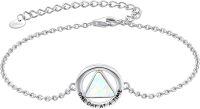 wholesale 925 Sterling Silver Turquoise Triangle Stone Circle Charm Bracelet for Women - One Day at A Time Sober Gift-AA Bracelet(Ooal)
