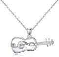 wholesale 925 Sterling Silver Guitar & Treble Clef Infinity Symbol Pendant Necklace for Women Girls - Music Theme Jewelry with 45cm Chain Length-0-0