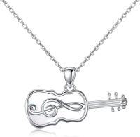 wholesale 925 Sterling Silver Guitar & Treble Clef Infinity Symbol Pendant Necklace for Women Girls - Music Theme Jewelry with 45cm Chain Length-violin