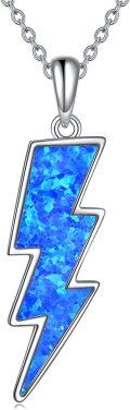 wholesale Sterling Silver White Opal Lightning Bolt Necklace Reversible Boomerang Pendant Dainty Minimalist Jewelry Gift for Women Girls-0-18