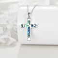 wholesale 925 Sterling Silver Abalone Shell Jesus Cross Pendant Necklace-0-3