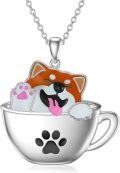 wholesale 925 Sterling Silver Teacup Dog Paw Print Charm Necklace for Women-0-0