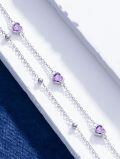 wholesale 925 Sterling Silver & 5A Cubic Zirconia Heart Charm Bracelet - Elegant Double Strand Design, February Birthstone Gift for Women-0-2