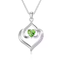 TOUPOP Sterling Silver Peridot Pendant Necklace, Birthday Gift For Women-undefined