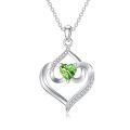 TOUPOP Sterling Silver Peridot Pendant Necklace, Birthday Gift For Women-0-0