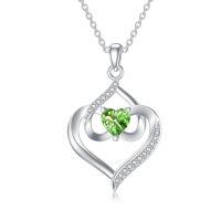 TOUPOP Sterling Silver Peridot Pendant Necklace, Birthday Gift For Women-undefined