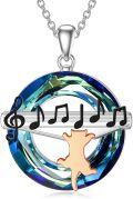 wholesale TOUPOP Cat Gifts For Girls Sterling Silver Cat Pendant With Blue Crystal/music Note/moonstone/heartbeat Necklaces Jewelry Mothers Day Birthday Cat Lovers Gifts For Women -0-0