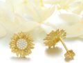 wholesale 925 Sterling Silver Yellow Gold Plated Diamond Sunflower Stud Earrings for Women-0-2