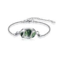 wholesale 925 Sterling Silver Moonstone Bracelet Wholesale With Adjustable Chain And Clasp-Moss Agate