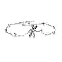 wholesale 925 Sterling Silver Dragonfly Bracelet With Delicate Chain And Beads-Dragonfly beads anklet