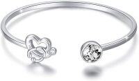 wholesale Sterling Silver Simulated Birthstone Stethoscope Cuff Bracelet for Nurse Doctor Gifts-Clear