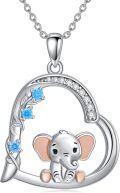 wholesale 925 Sterling Silver Elephant Pendant Heart-Shaped Blue Crystal Necklaces Gifts for Girls and Women-0-0