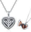 wholesale 925 Sterling Silver Celtic Knot Heart Locket Pendant with Chain for Women Girls - Personalized Picture Frame Charm Necklace s-0-0