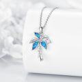 wholesale 925 Sterling Silver Blue Opal Palm Tree Pendant Necklace - Tropical Hawaii Beach Jewelry-0-4