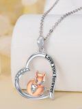 wholesale 925 Sterling Silver Love You Forever Fox Pendant Necklace-0-4