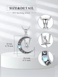 wholesale 925 Sterling Silver Crescent Moon with Cat on Swing Charm Necklace-0-4