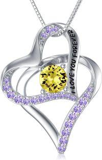 wholesale TOUPOP Citrine Necklace Sterling Silver November Birthstone Necklace Birthday Christmas Anniversary Forever Love Heart Jewelry Gifts For Women Her Wife -undefined