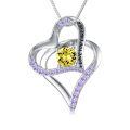 TOUPOP Sterling Silver Citrine Heart Necklace November Birthstone Jewelry Gifts-0-0