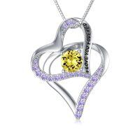 TOUPOP Sterling Silver Citrine Heart Necklace November Birthstone Jewelry Gifts-undefined