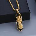wholesale 925 Sterling Silver Gold Plated Saint Anthony Black Onyx Pendant Necklace-0-1