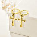 wholesale Gold 925 Sterling Silver Black Gold Plated Cross Huggie Hoop Earrings for Men & Women-0-1