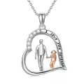 TOUPOP 925 Sterling Silver Crystal Father Daughter Necklace Gift-0-0