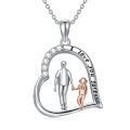 TOUPOP 925 Sterling Silver Crystal Father Daughter Necklace Gift-0-0