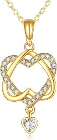 wholesale 10K Gold Crystal Heart Pendant Necklace s for Her-Wrapped Heart necklace