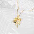 wholesale 14K Gold Honeycomb Bee & Flower Pendant Necklace with Diamond Accent - Gifts for Her-0-2
