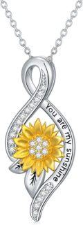wholesale Gold-Plated 18K 925 Sterling Silver Natural Diamond Sunflower Pendant Necklace-0-0