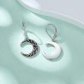wholesale 925 Sterling Silver Crescent Moon & Star Leverback Drop Earrings with Egyptian Eye of Horus Design-0-4