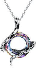wholesale Sterling Silver Austria Crystal Snake Pendant Necklace for Women-0-12