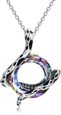 wholesale Sterling Silver Austria Crystal Snake Pendant Necklace for Women-Purple