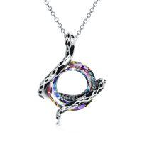 wholesale 925 Sterling Silver Engraved Snake Pendant Necklace-Purple