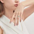 wholesale 925 Sterling Silver Heart Shaped Green Zircon Ring-0-3