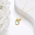 wholesale 14K Gold Moonstone Cat Necklace - Adorable Kitty Pendant with 16 Chain for Happiness & Joy-0-2