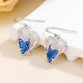 wholesale 925 Sterling Silver Cubic Zirconia Butterfly Heart Drop Earrings for Women-0-1