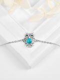 wholesale 925 Sterling Silver Turquoise Owl Charm Bracelet for Women-0-1