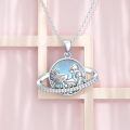 wholesale 925 Sterling Silver Mushroom Planet Luminous Pendant Necklace-0-2