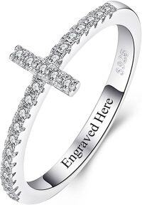 wholesale TOUPOP Personalized Moissanite Diamond Engagement Cross Rings 925 Sterling Silver Personalized Custom Wedding Promise Ring Anniversary Christmas Birthday Jewelry For Women -undefined