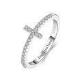 TOUPOP Sterling Silver Moissanite Personalized Engagement Cross Rings-0-0